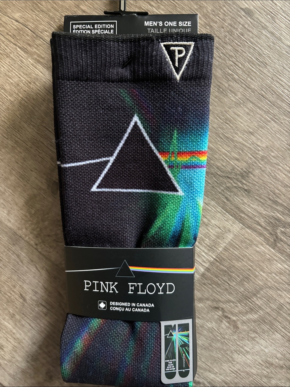 Pink Floyd Black Socks with Prism Rainbow Accent